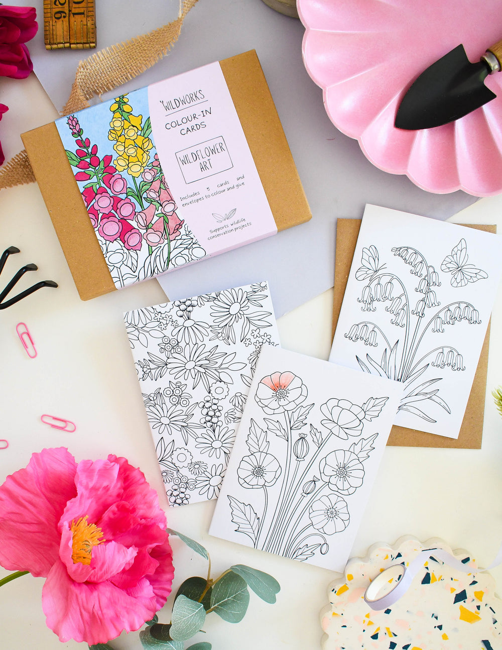 Colour-In Cards: Wildflower Art