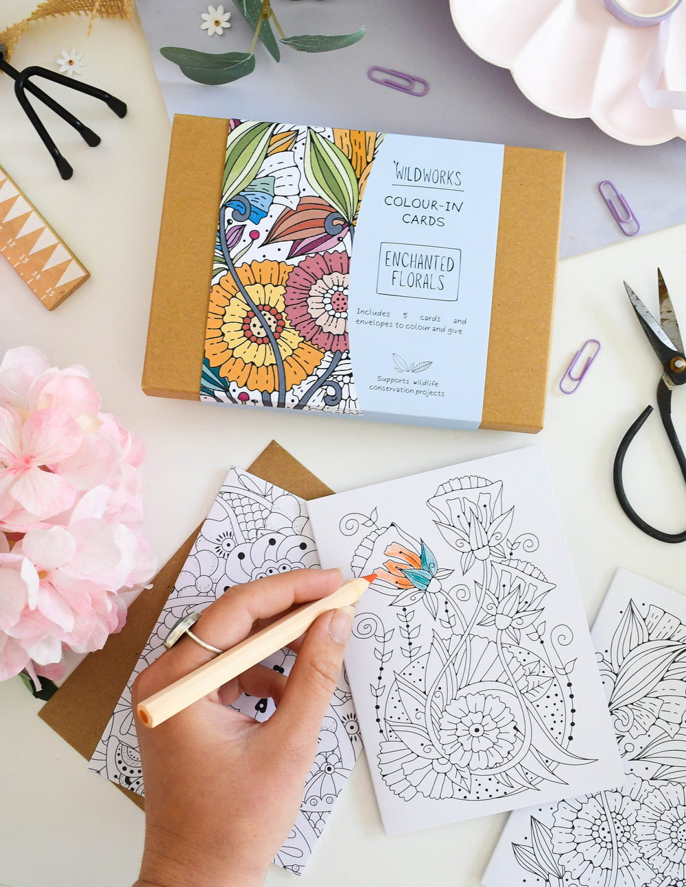 Colour-In Cards: Enchanted Florals